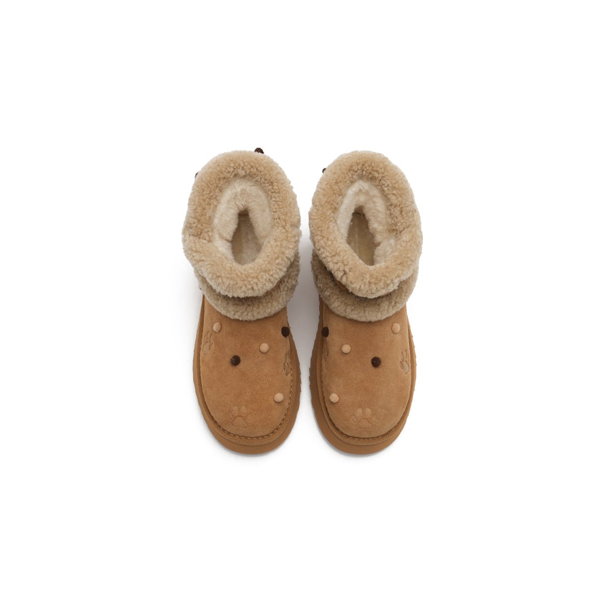 Women's Suede Platform Snow Boots – Pom Pom Dot Sherpa Winter Ankle Boots