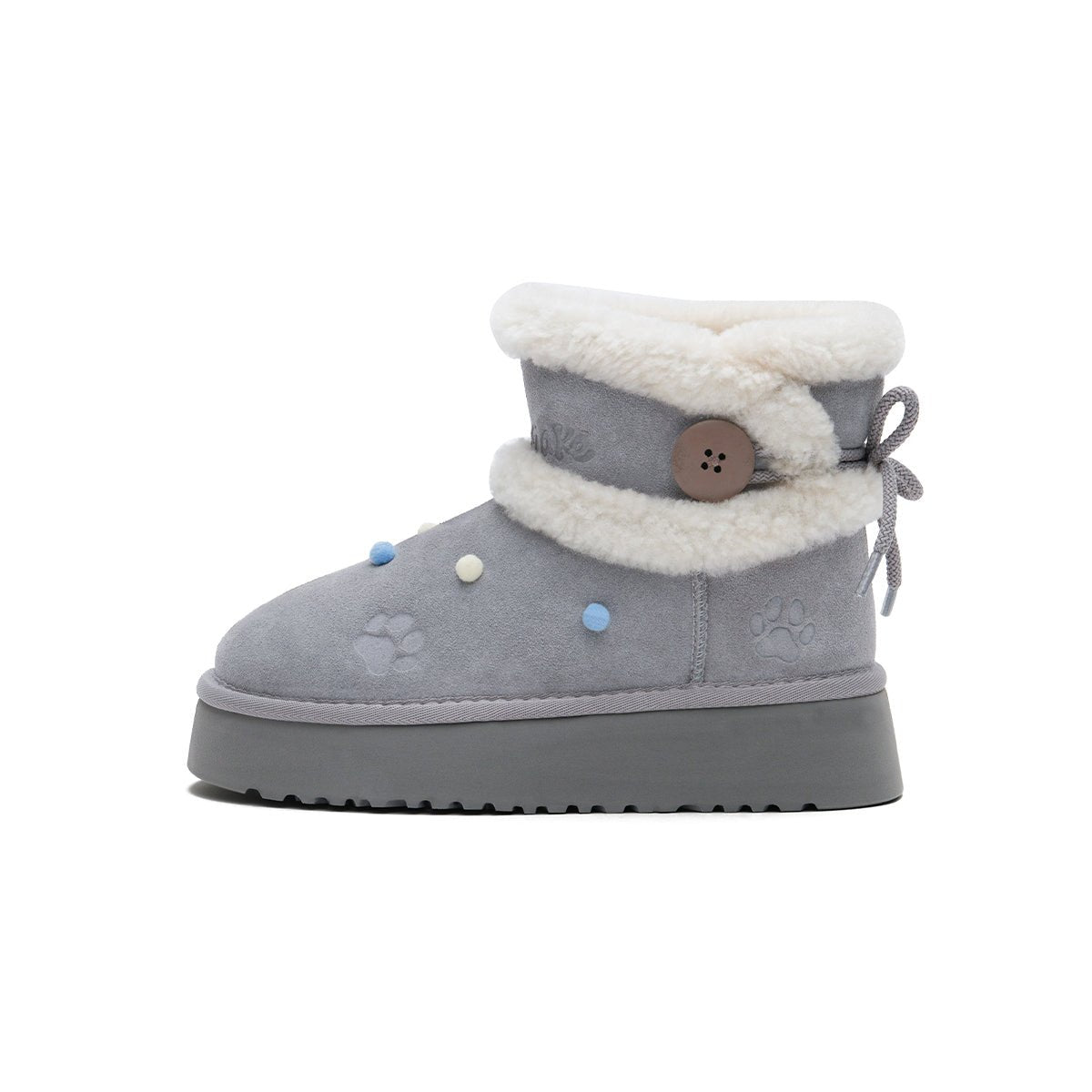Women's Suede Platform Snow Boots – Pom Pom Dot Sherpa Winter Ankle Boots