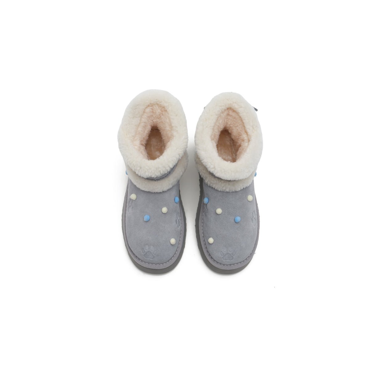 Women's Suede Platform Snow Boots – Pom Pom Dot Sherpa Winter Ankle Boots