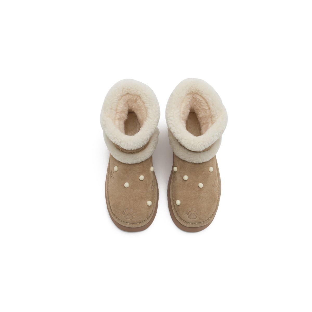 Women's Suede Platform Snow Boots – Pom Pom Dot Sherpa Winter Ankle Boots