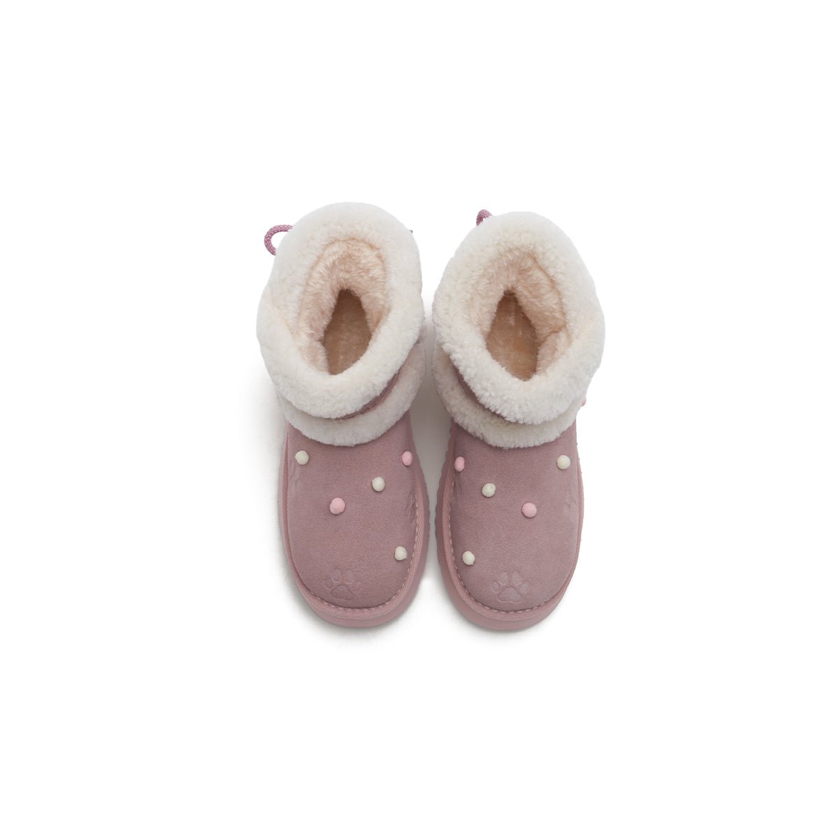 Women's Suede Platform Snow Boots – Pom Pom Dot Sherpa Winter Ankle Boots