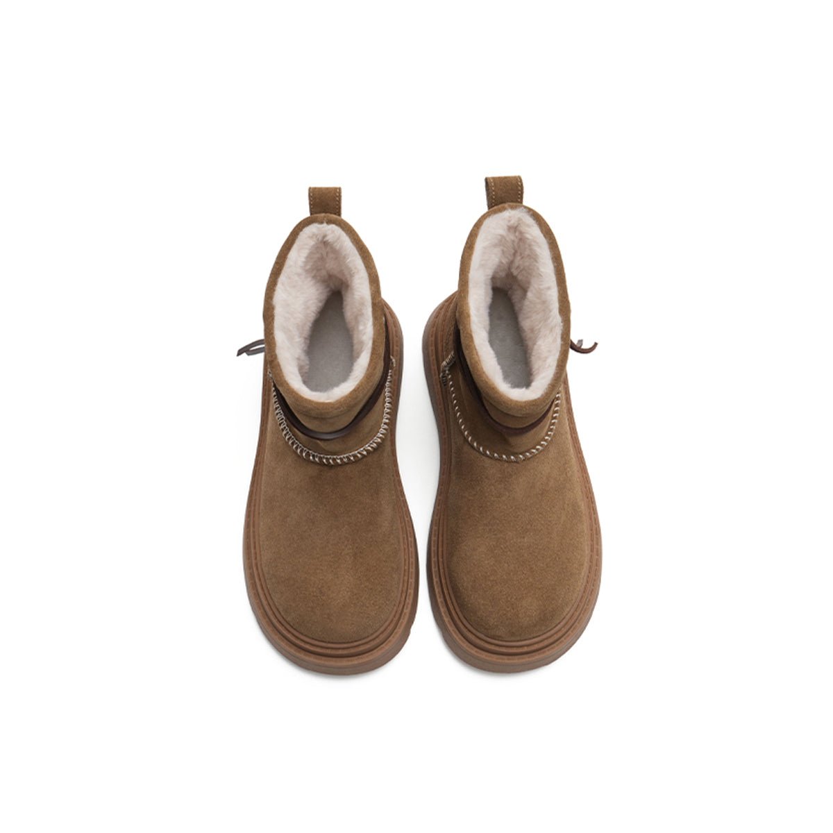 Women's Suede Platform Snow Boots – Sherpa - Lined Chunky Winter Ankle Boots