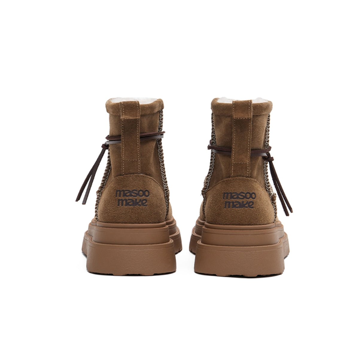 Women's Suede Platform Snow Boots – Sherpa - Lined Chunky Winter Ankle Boots