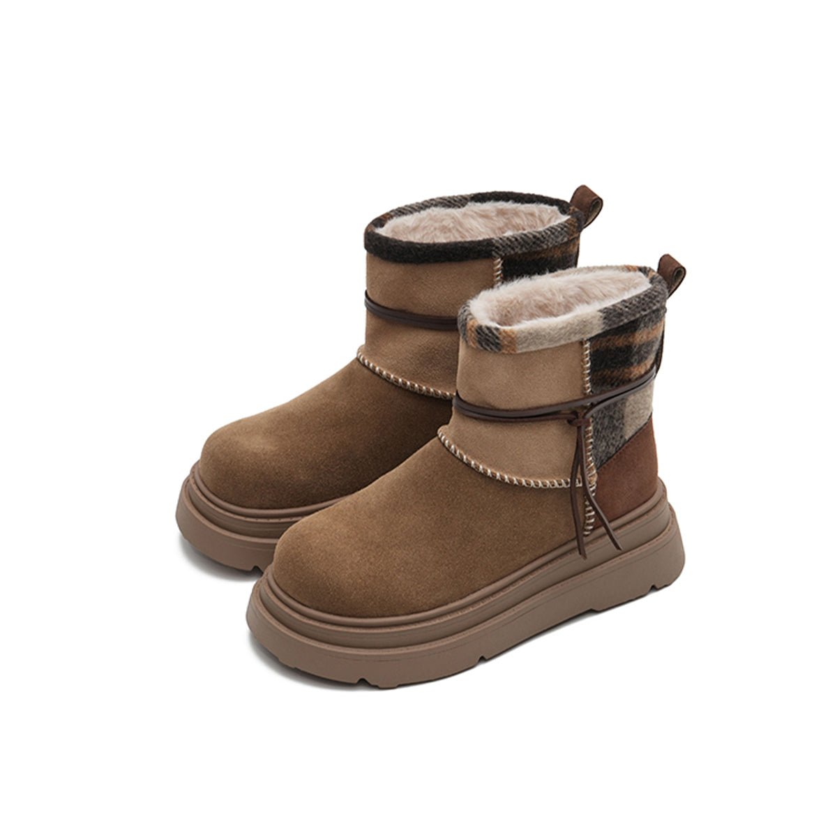 Women's Suede Platform Snow Boots – Sherpa - Lined Chunky Winter Ankle Boots