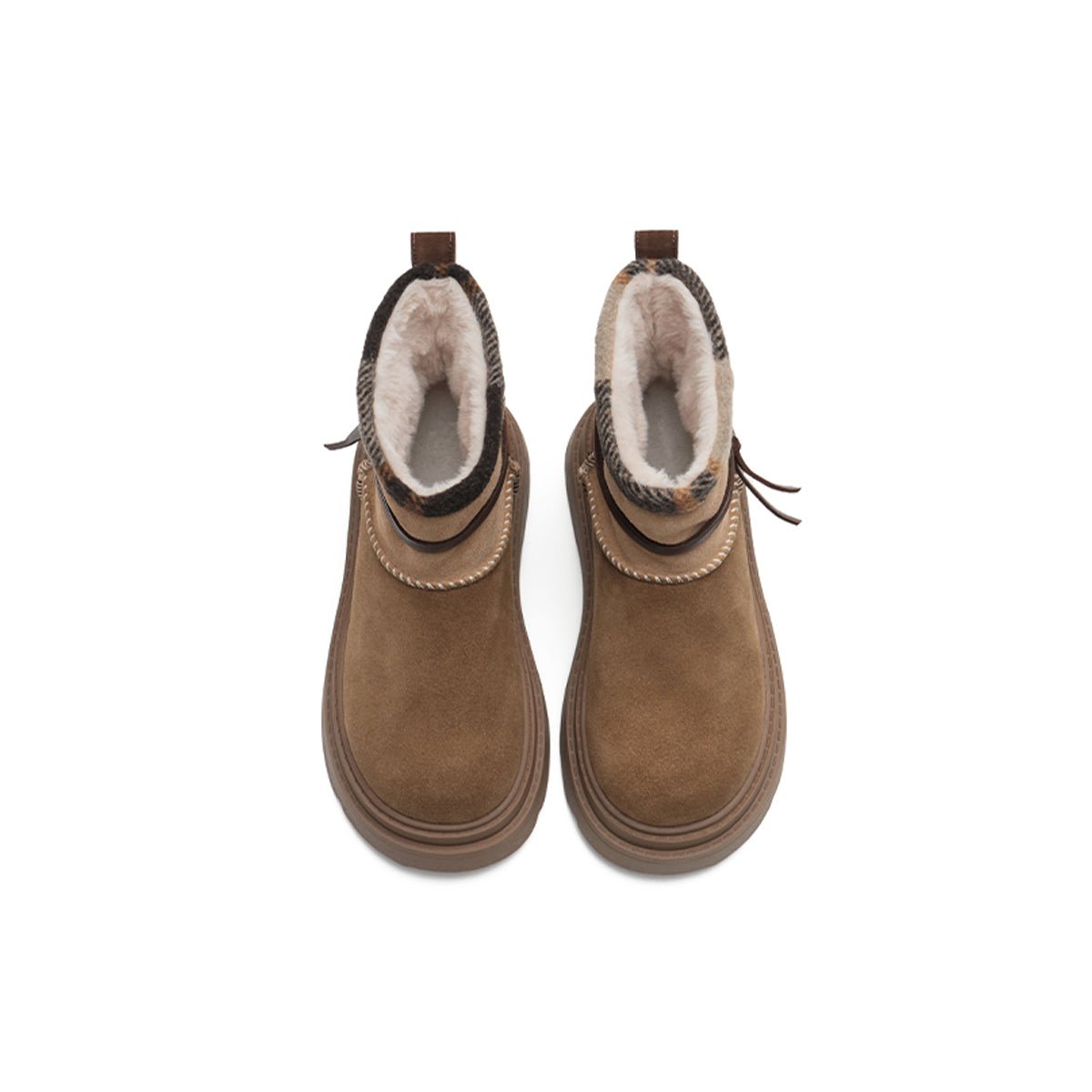 Women's Suede Platform Snow Boots – Sherpa - Lined Chunky Winter Ankle Boots