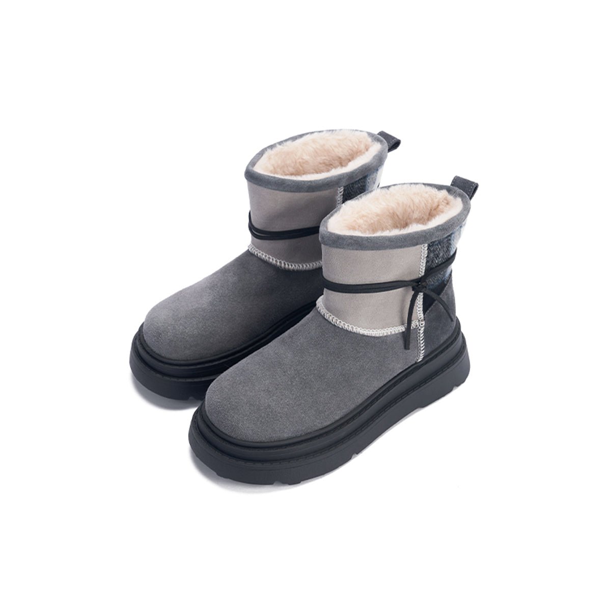 Women's Suede Platform Snow Boots – Sherpa - Lined Chunky Winter Ankle Boots