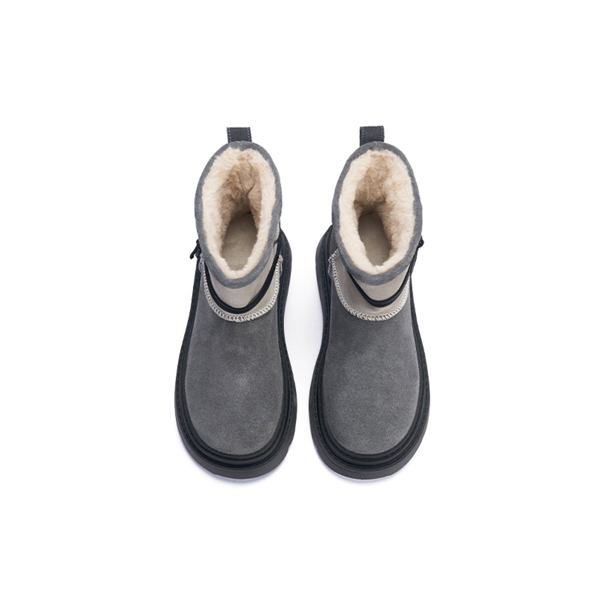 Women's Suede Platform Snow Boots – Sherpa - Lined Chunky Winter Ankle Boots