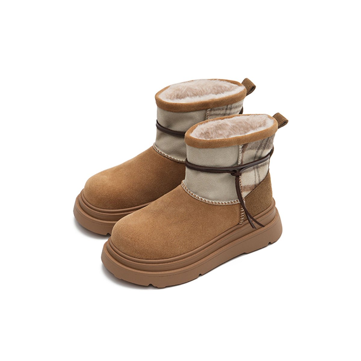 Women's Suede Platform Snow Boots – Sherpa - Lined Chunky Winter Ankle Boots