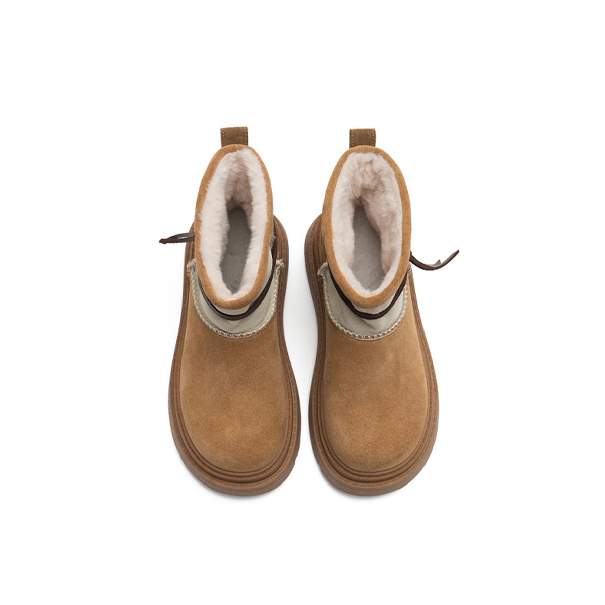 Women's Suede Platform Snow Boots – Sherpa - Lined Chunky Winter Ankle Boots