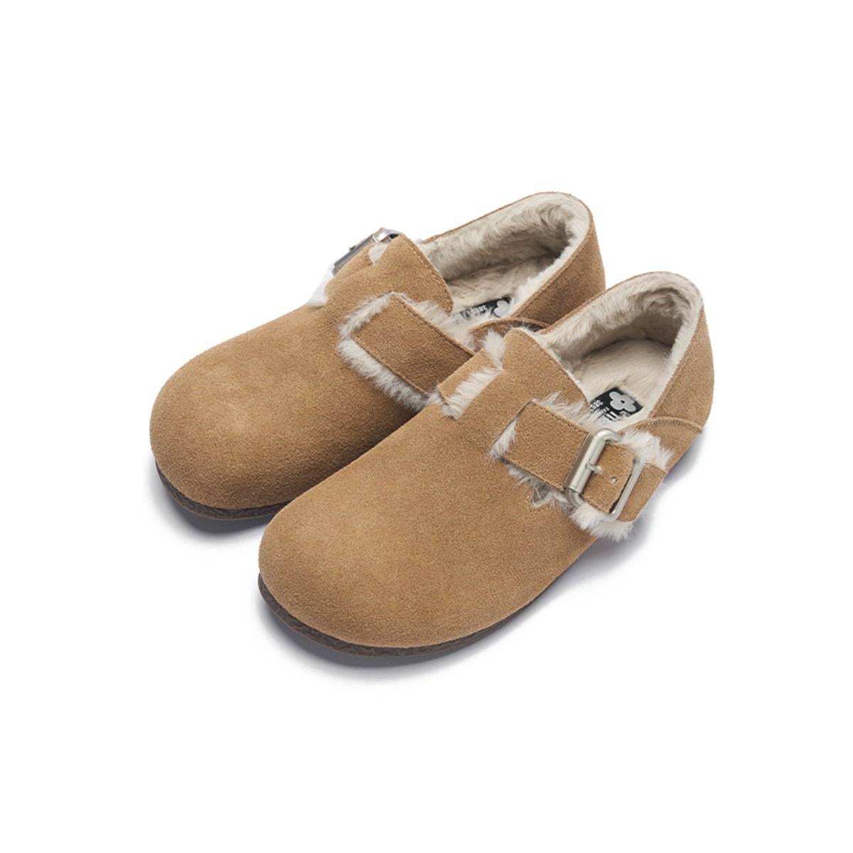 Women's Suede Shearling Clogs – Cozy Buckle Slip - On Mules