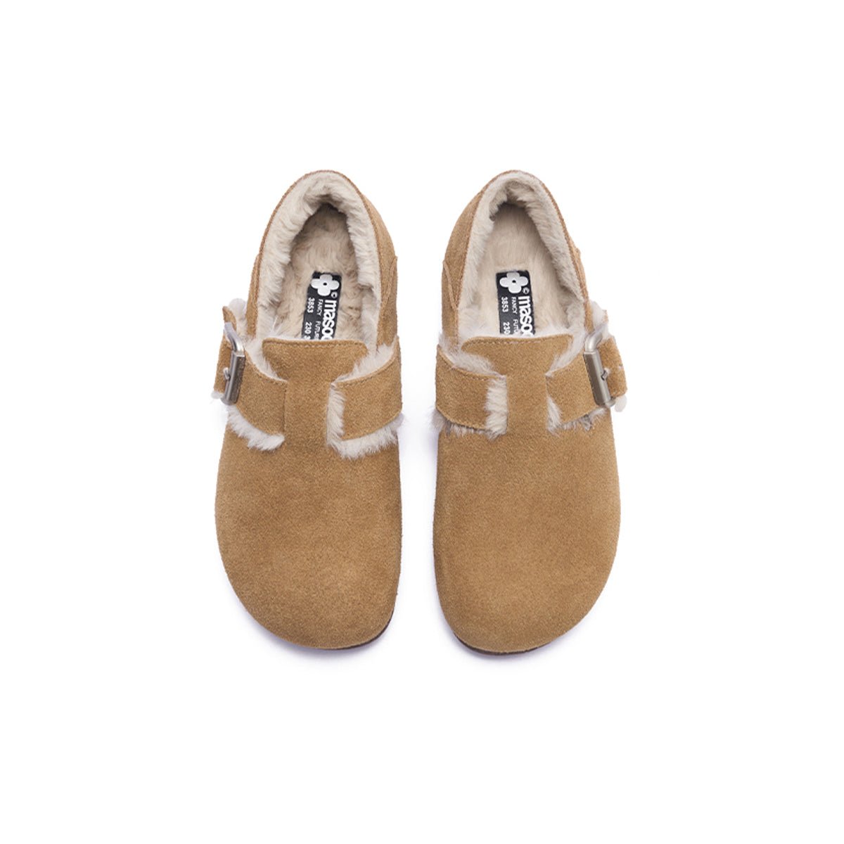 Women's Suede Shearling Clogs – Cozy Buckle Slip - On Mules