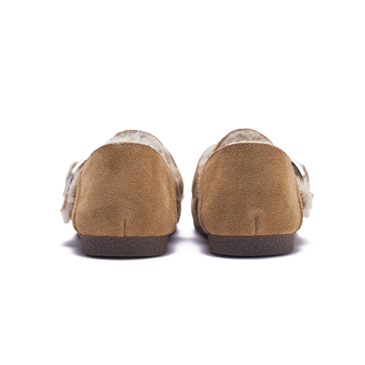 Women's Suede Shearling Clogs – Cozy Buckle Slip - On Mules