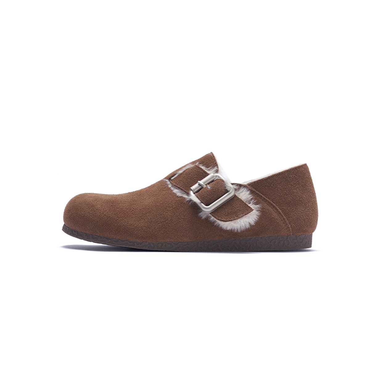 Women's Suede Shearling Clogs – Cozy Buckle Slip - On Mules