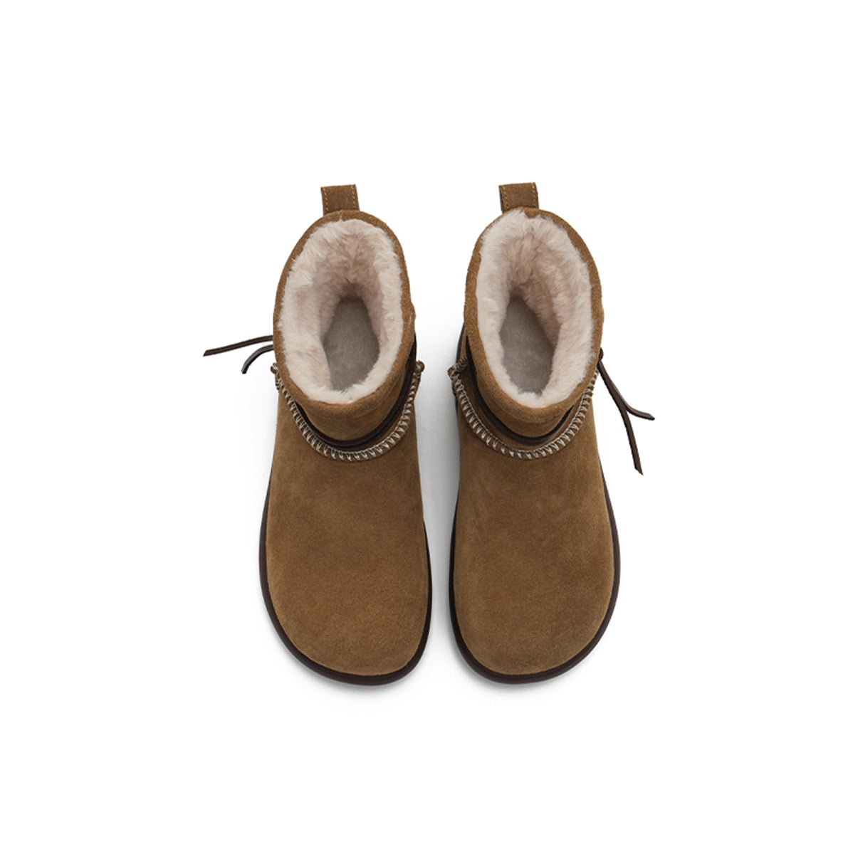 Women's Suede Sherpa - Lined Snow Boots – Moccasin Stitch Winter Ankle Boots