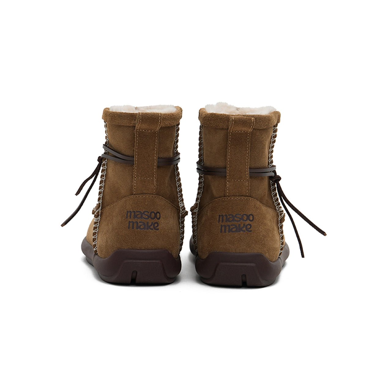 Women's Suede Sherpa - Lined Snow Boots – Moccasin Stitch Winter Ankle Boots