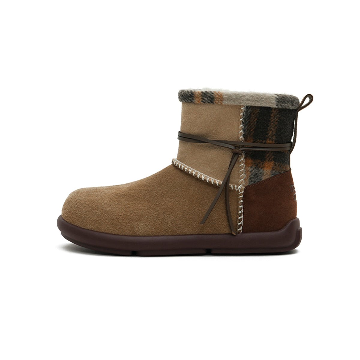 Women's Suede Sherpa - Lined Snow Boots – Moccasin Stitch Winter Ankle Boots