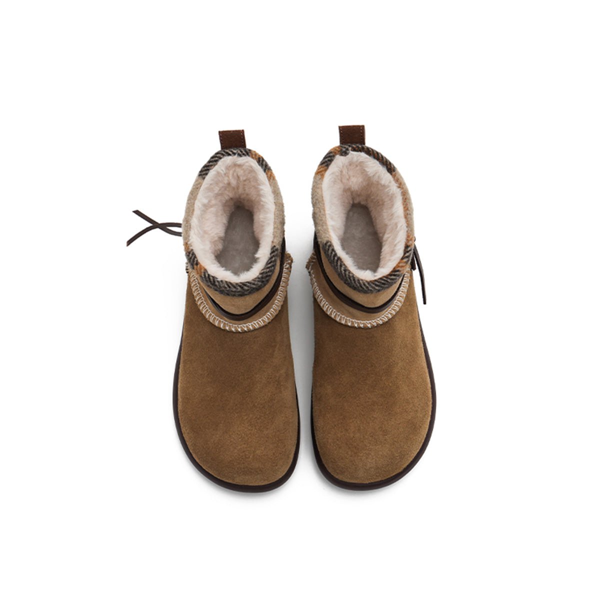 Women's Suede Sherpa - Lined Snow Boots – Moccasin Stitch Winter Ankle Boots