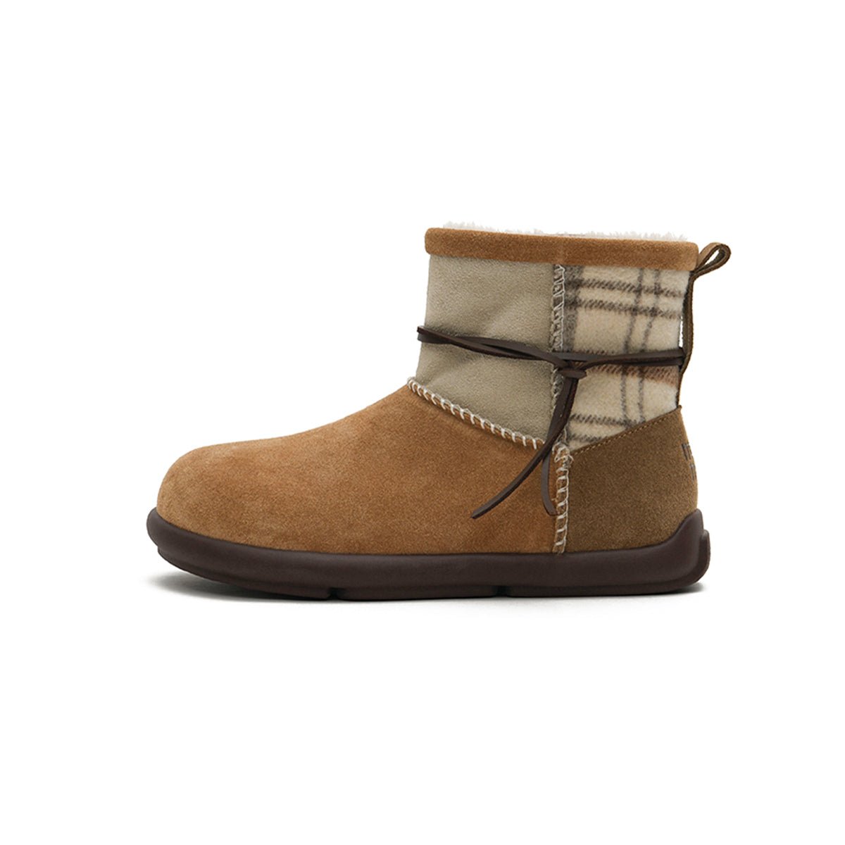 Women's Suede Sherpa - Lined Snow Boots – Moccasin Stitch Winter Ankle Boots