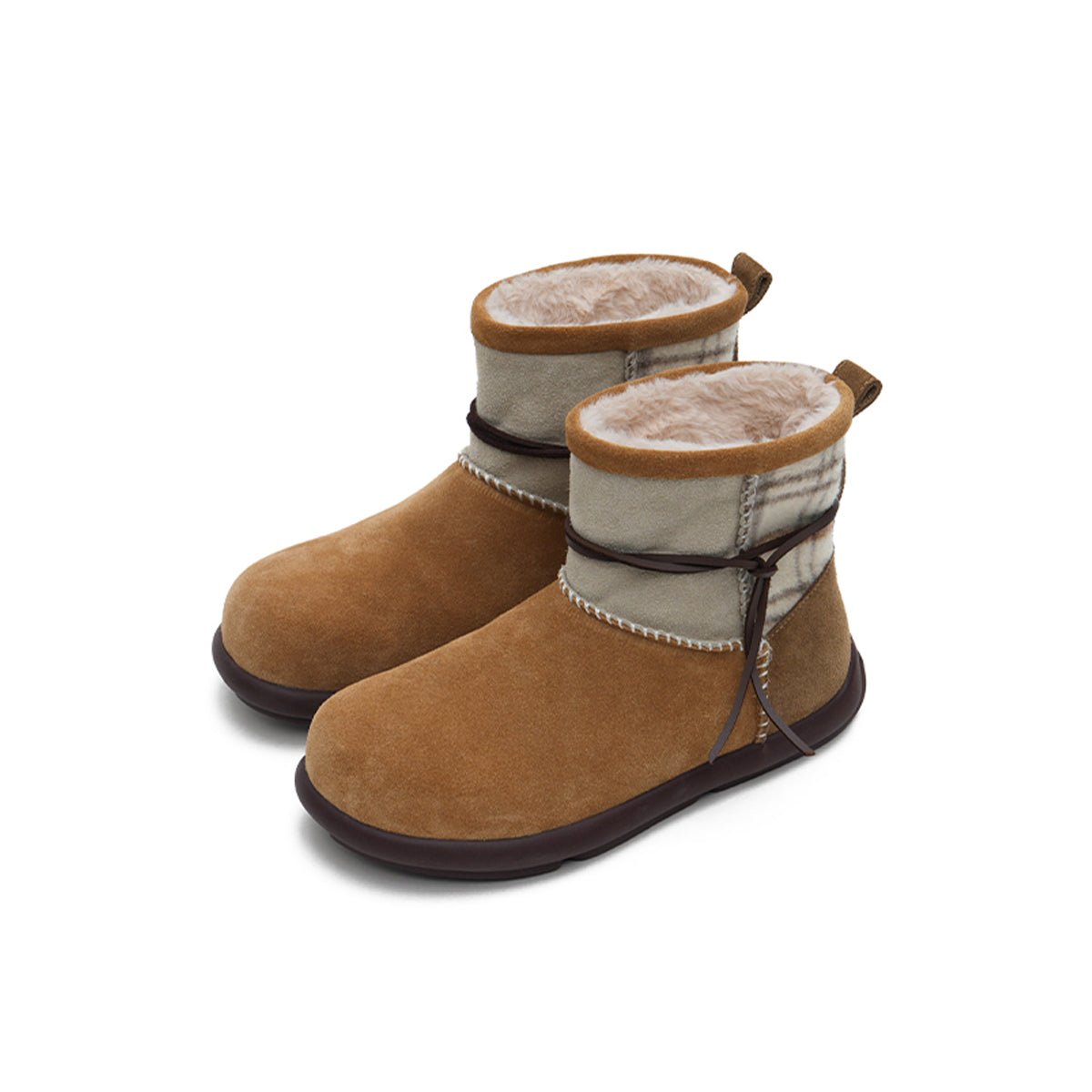 Women's Suede Sherpa - Lined Snow Boots – Moccasin Stitch Winter Ankle Boots