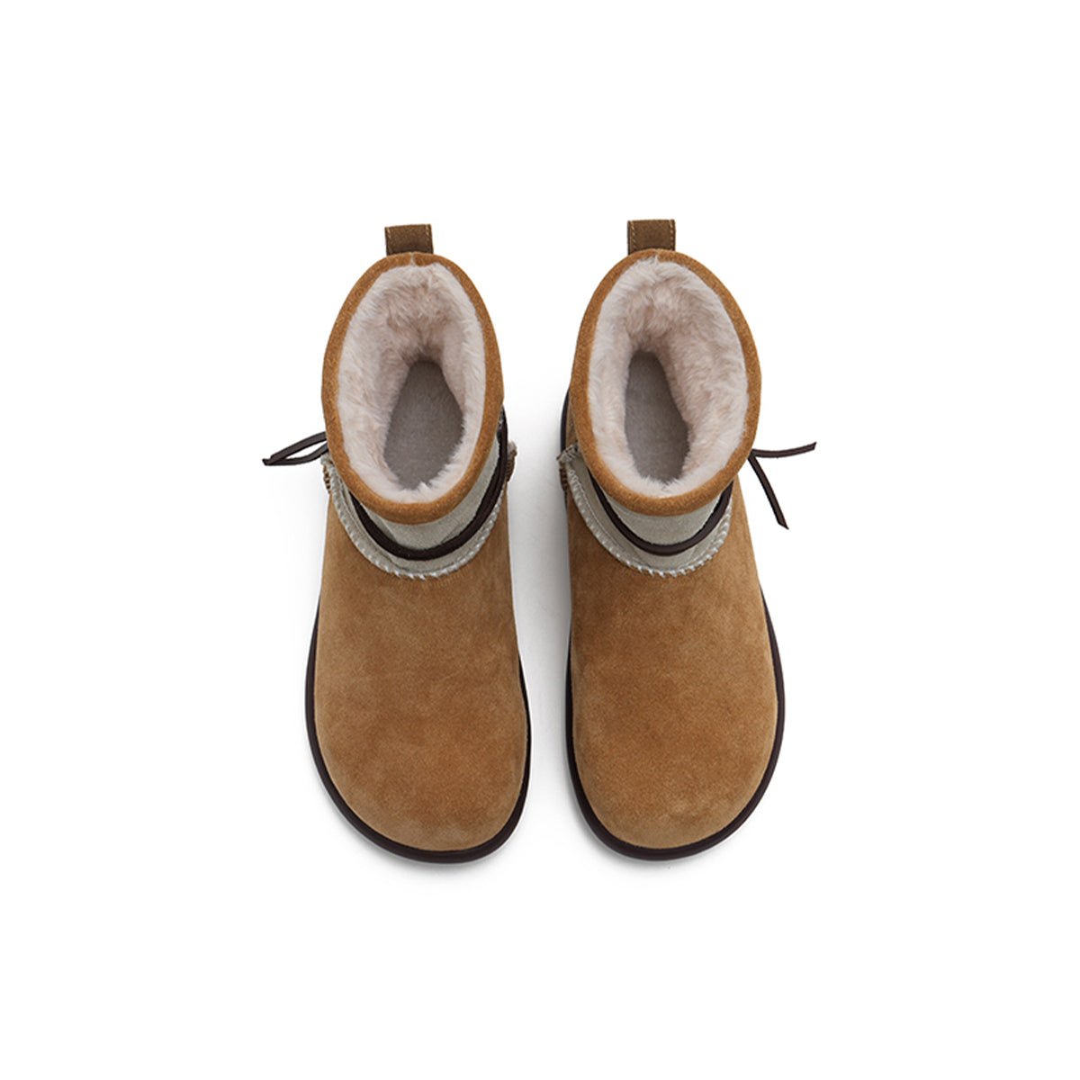 Women's Suede Sherpa - Lined Snow Boots – Moccasin Stitch Winter Ankle Boots