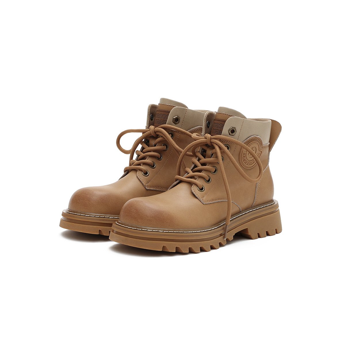 Women's Tan Leather Platform Martin Boots