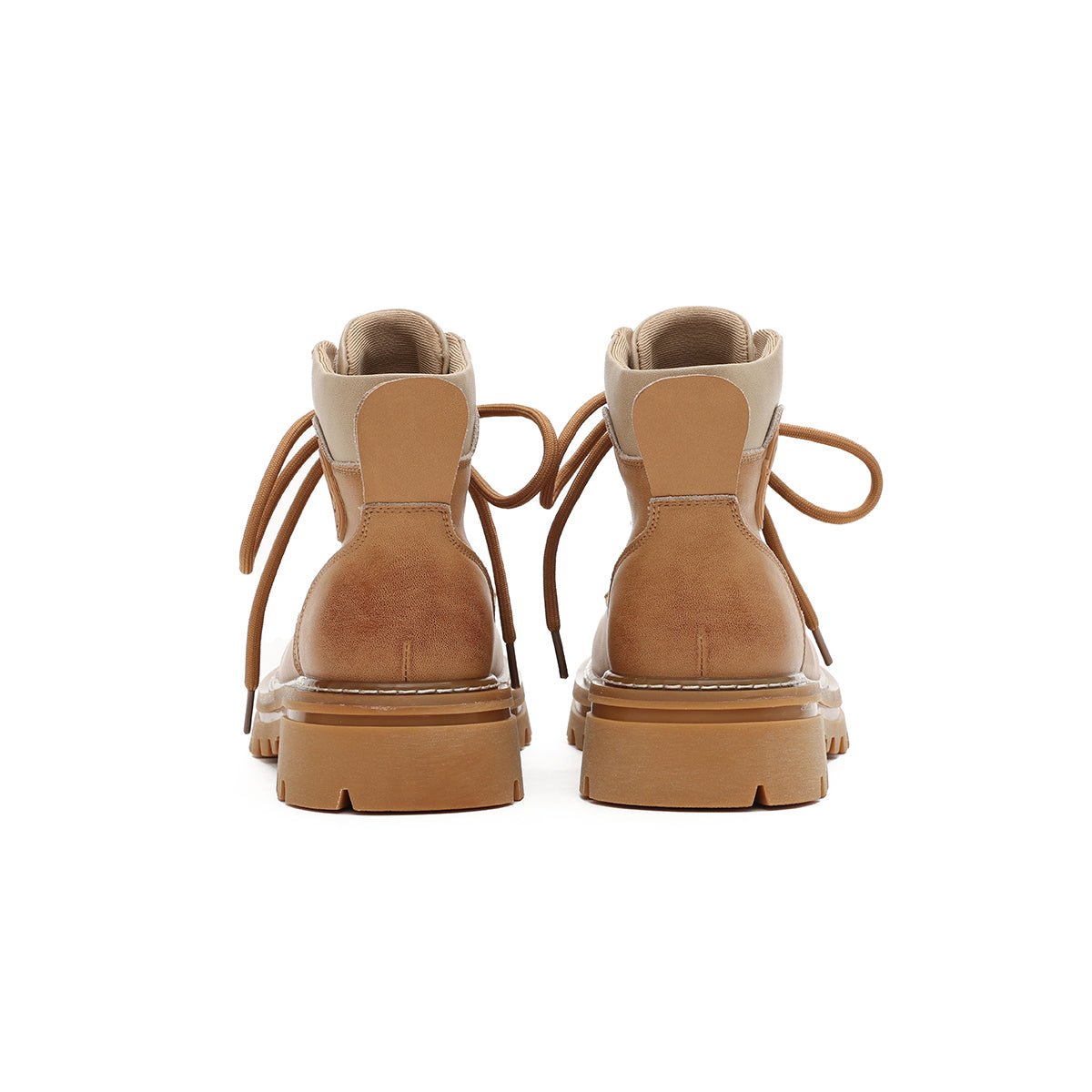 Women's Tan Leather Platform Martin Boots