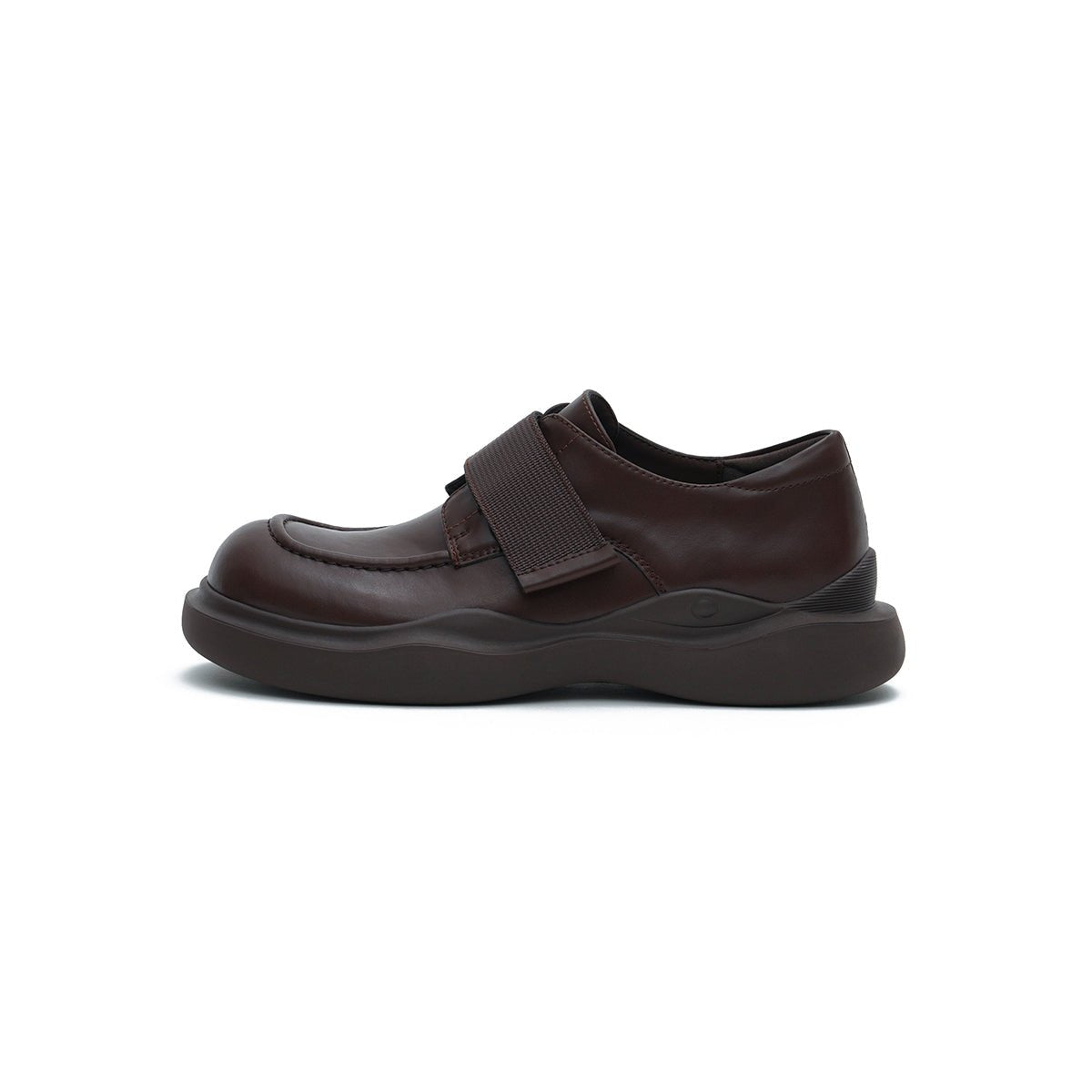 Women’s Velcro Platform Loafers – Round - Toe Chunky Leather Slip - Ons