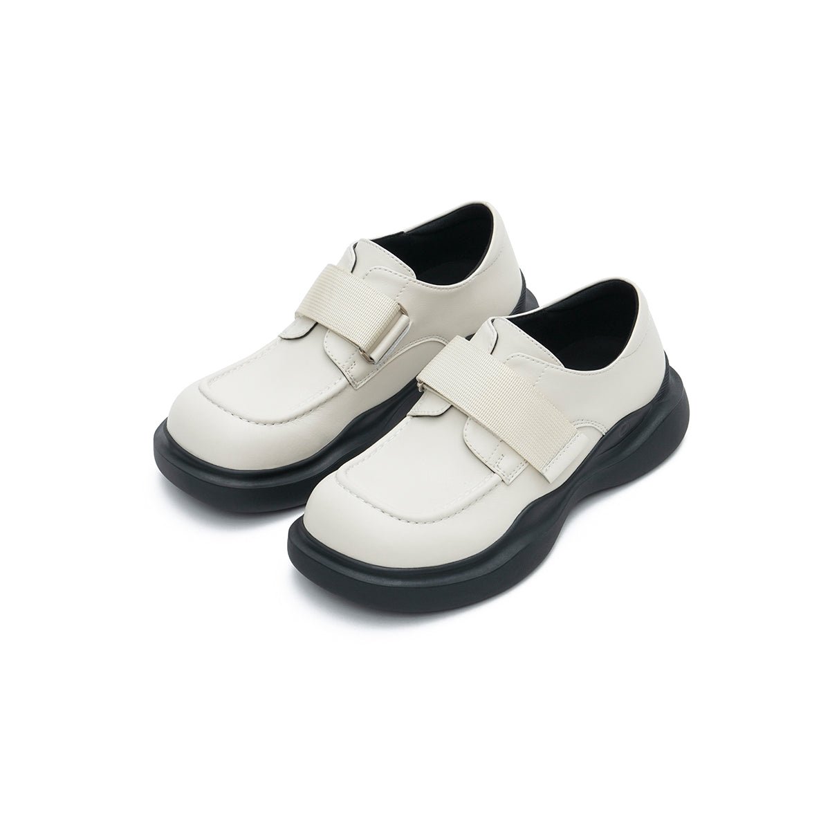 Women’s Velcro Platform Loafers – Round - Toe Chunky Leather Slip - Ons