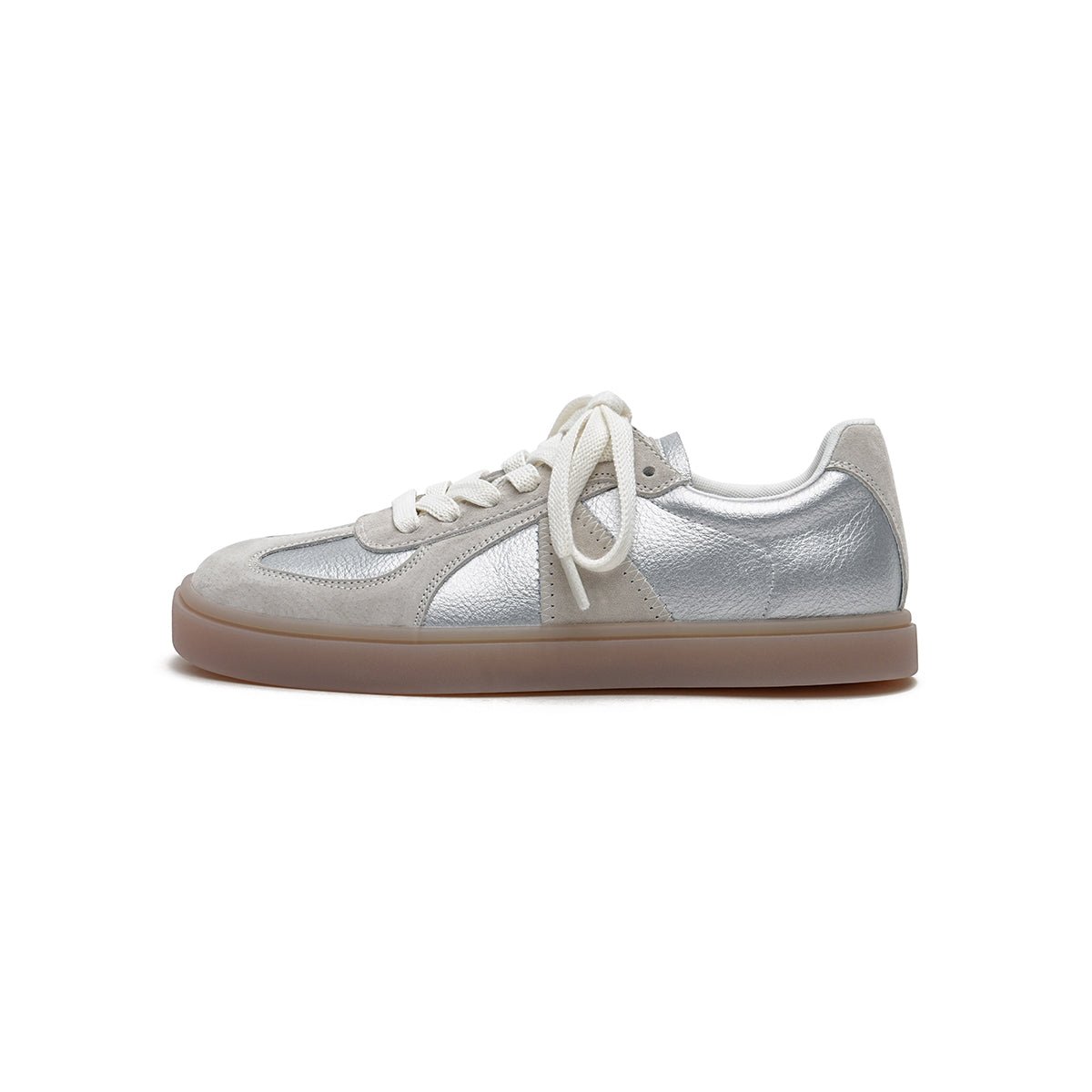 Women's Versatile Lightweight Flat Casual Sneakers – Suede Panel Gum Sole Trainers