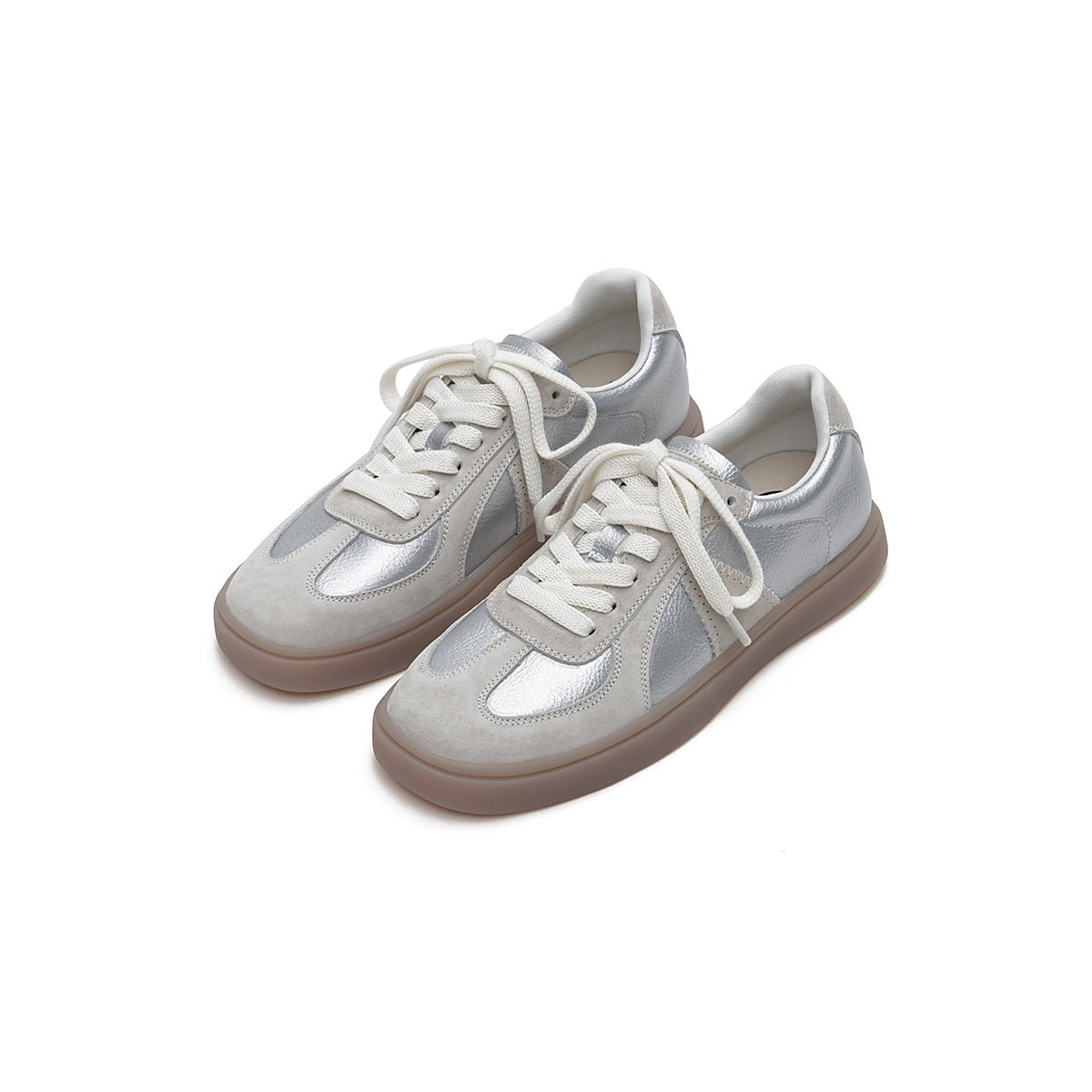 Women's Versatile Lightweight Flat Casual Sneakers – Suede Panel Gum Sole Trainers