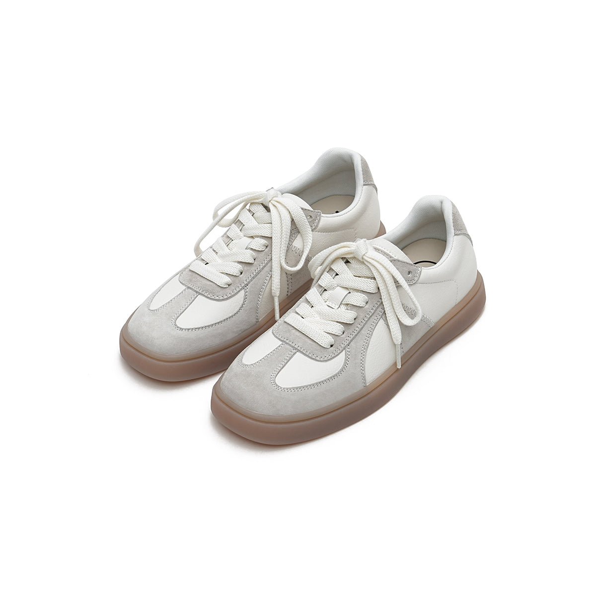 Women's Versatile Lightweight Flat Casual Sneakers – Suede Panel Gum Sole Trainers