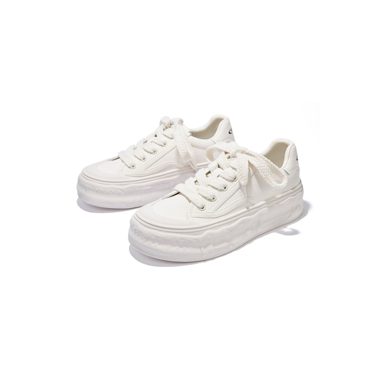 Women's White Platform Sneakers – Wave Sole Design