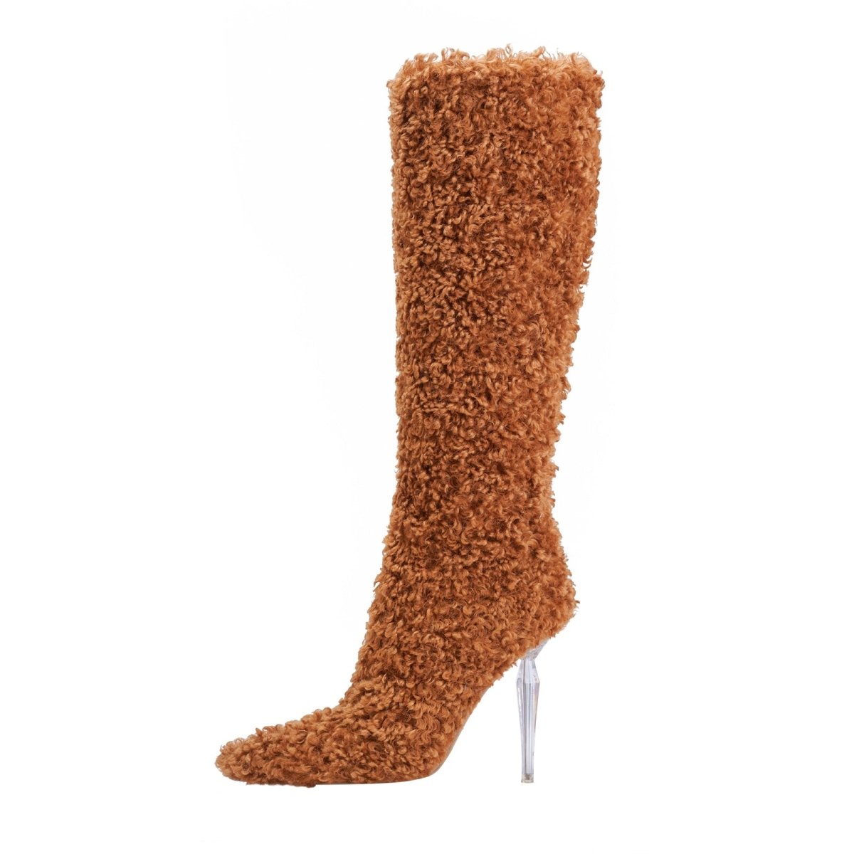 Wooly Pointed Toe Knee High Boots - 0cm