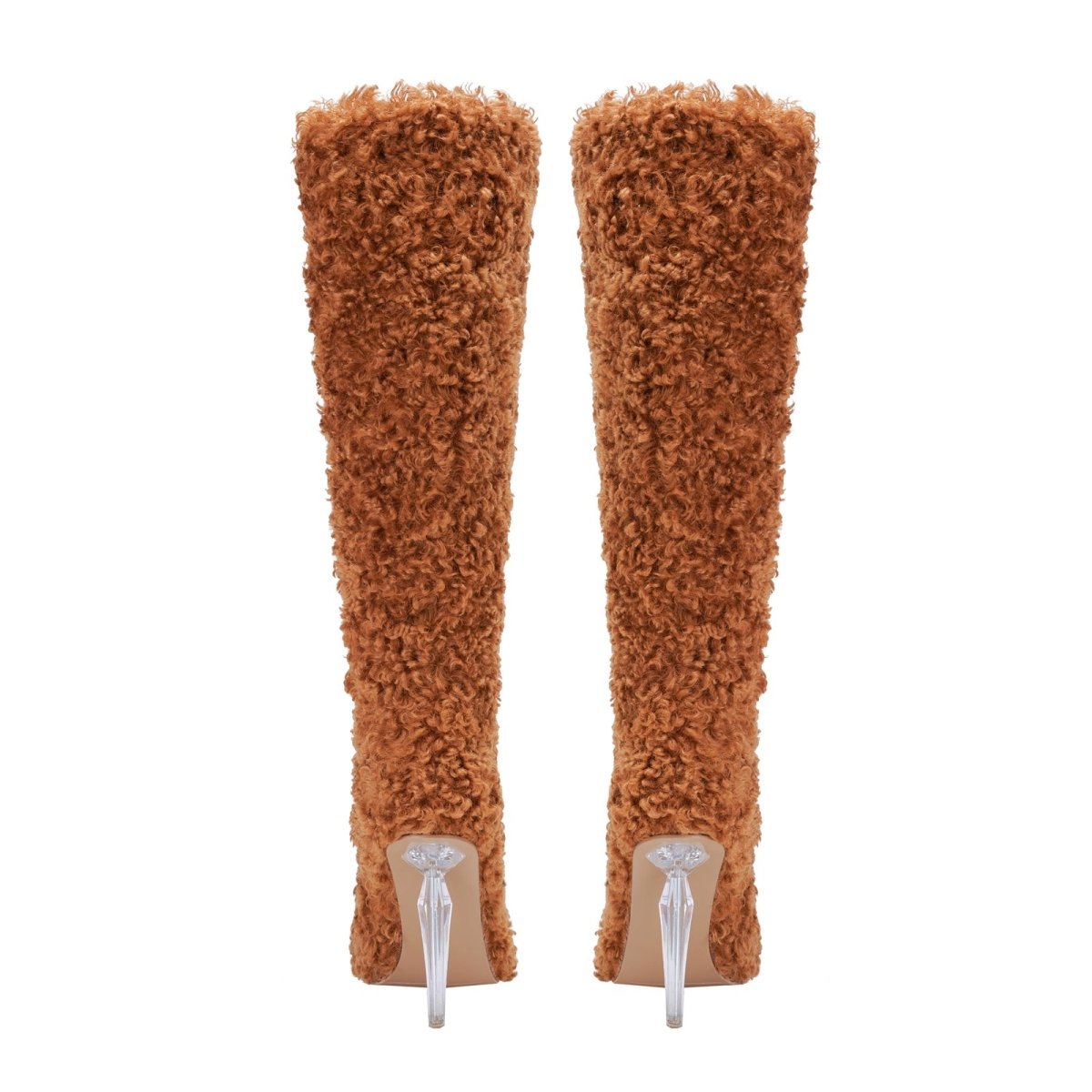 Wooly Pointed Toe Knee High Boots - 0cm