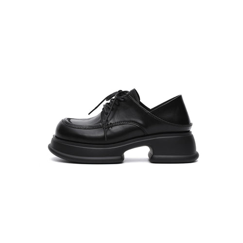 work platform heeled lace ups all black 1