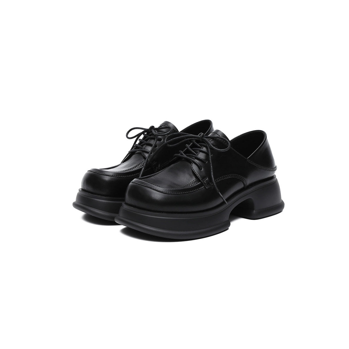 work platform heeled lace ups all black 2