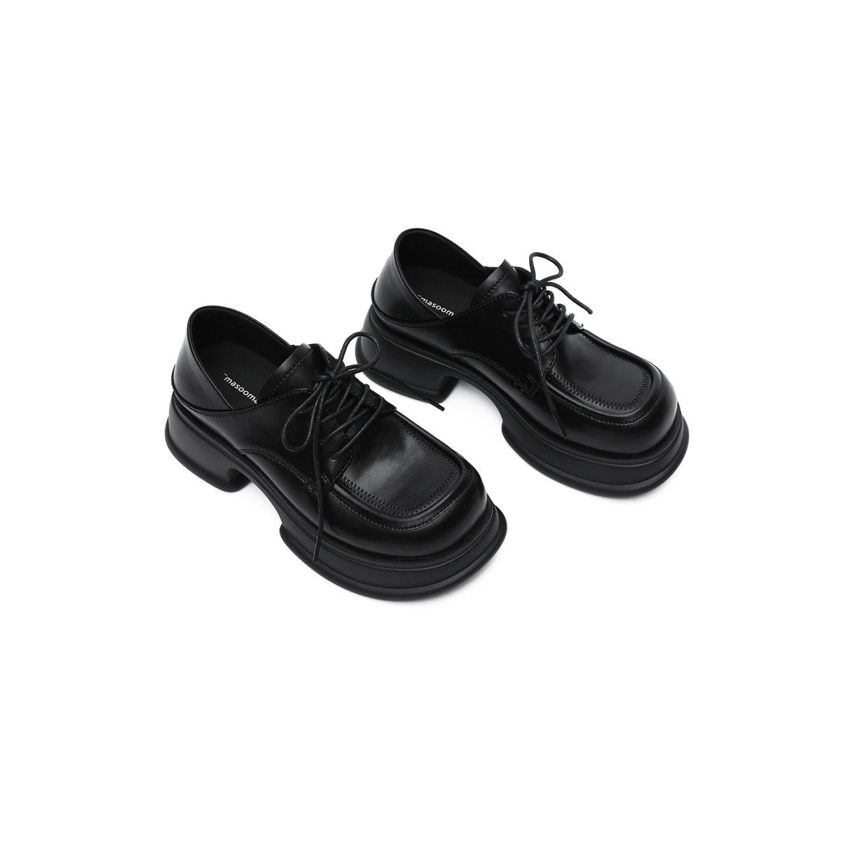 work platform heeled lace ups all black 3