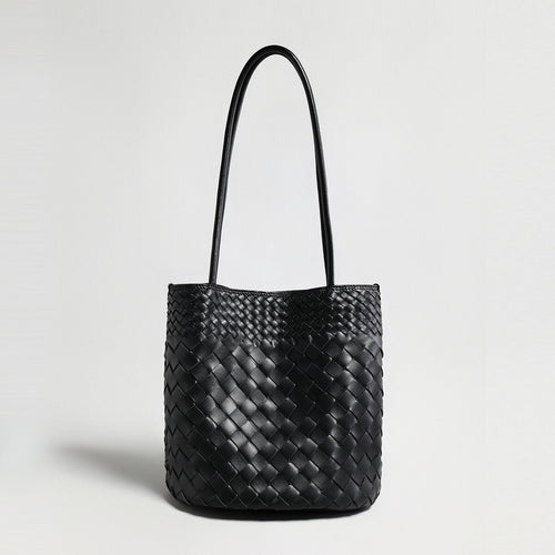 Woven Lambskin Bucket Tote – Artisanal Leather Shoulder Bag