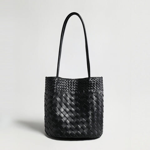 Woven Lambskin Bucket Tote – Artisanal Leather Shoulder Bag