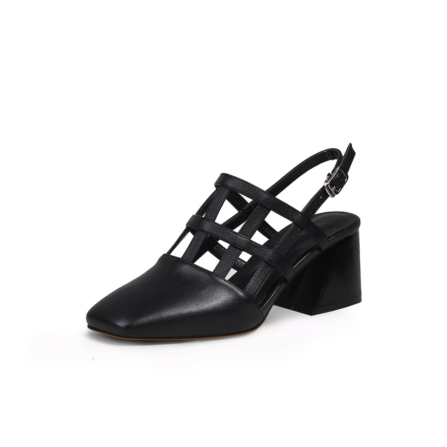 woven leather ankle strap mules all black 2