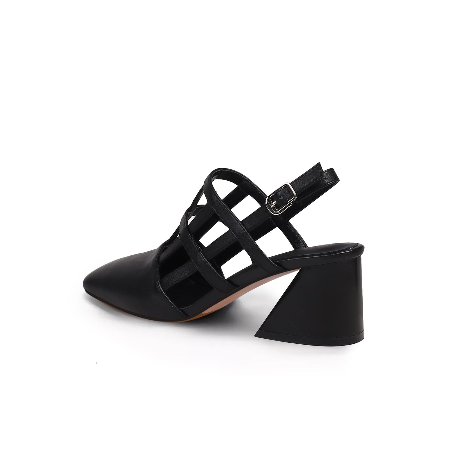 woven leather ankle strap mules all black 4
