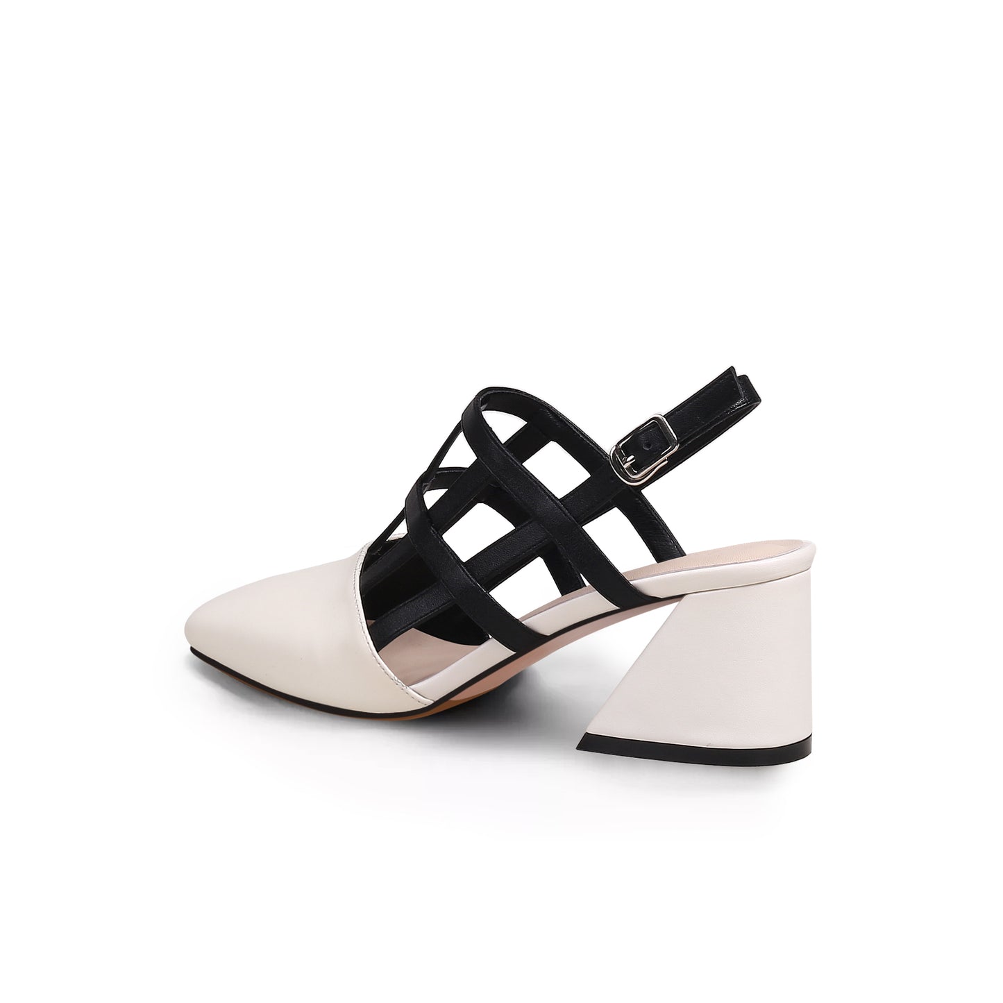 woven leather ankle strap mules all white 4