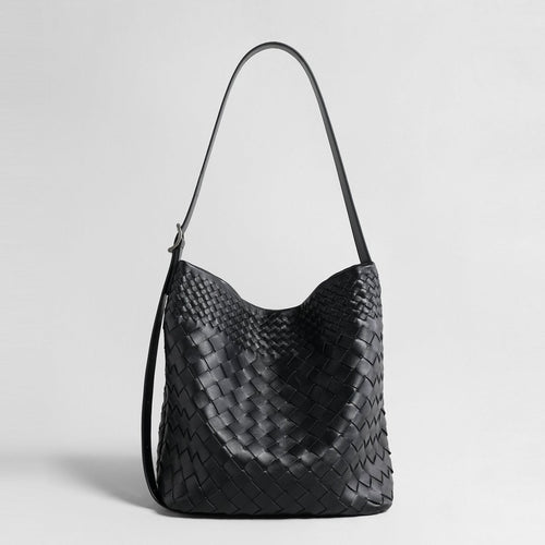Woven Sheepskin Bucket Bag – Leather Shoulder & Crossbody Bag