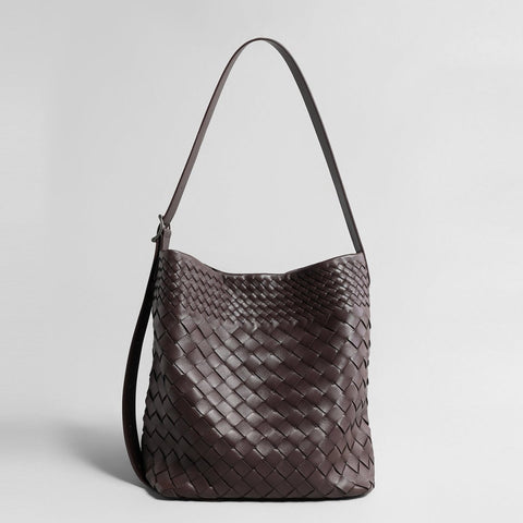 Woven Sheepskin Bucket Bag – Leather Shoulder & Crossbody Bag