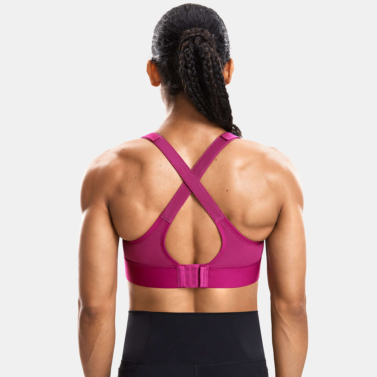 zip front large padded high impact active bra all rose 3