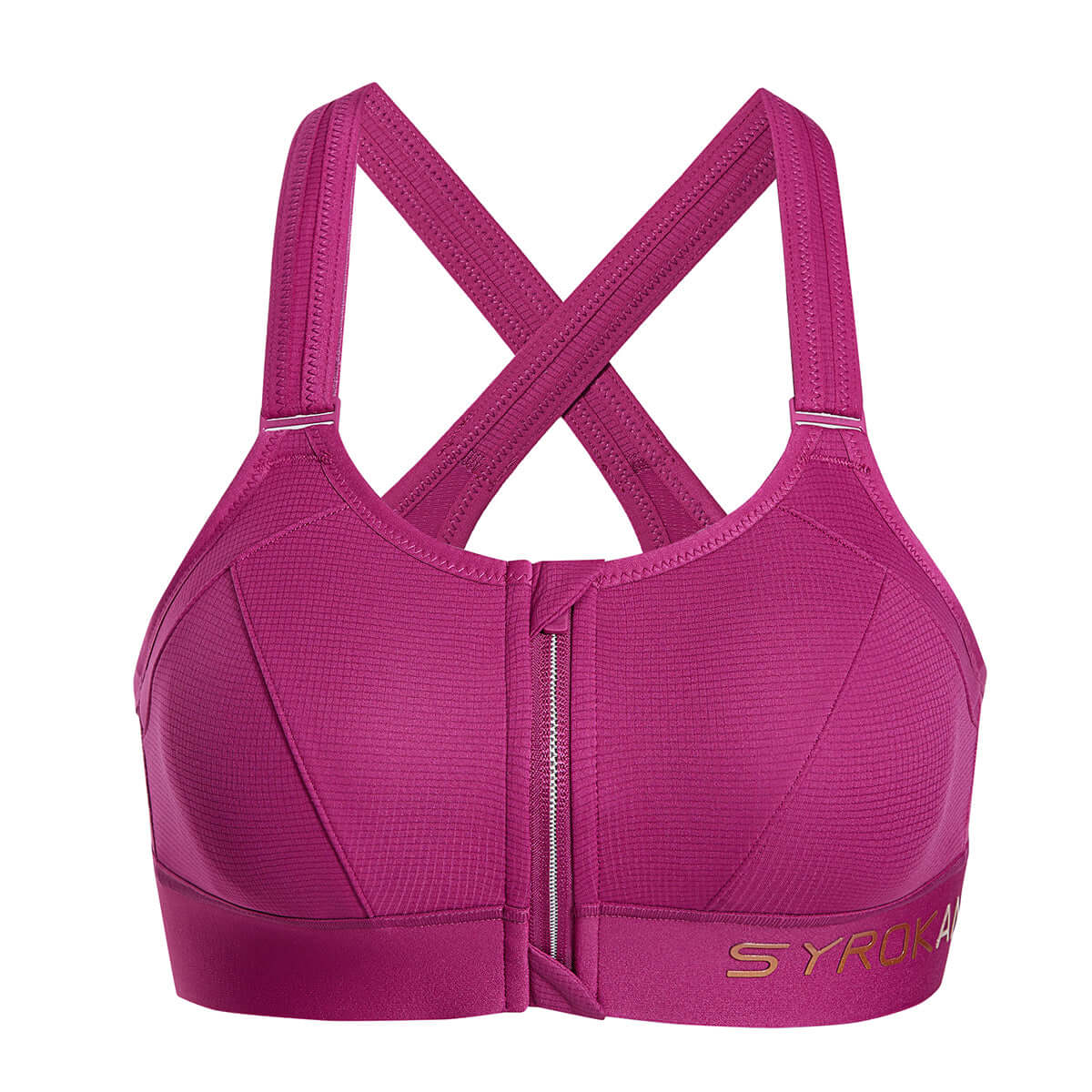 zip front large padded high impact active bra all rose 4