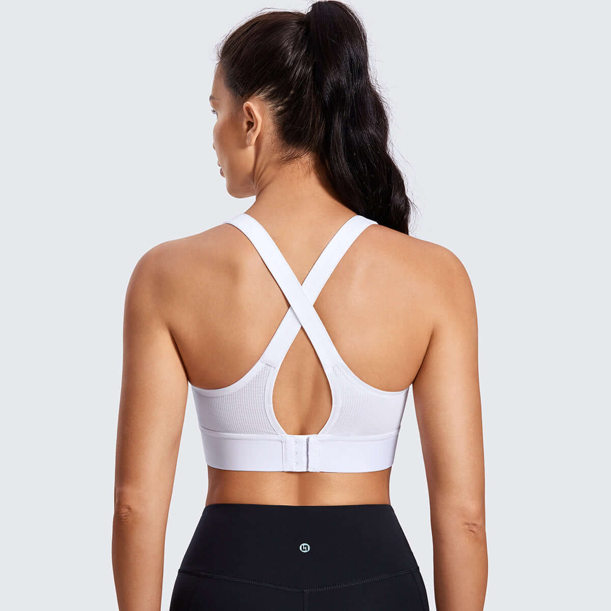 zip front large padded high impact active bra all white 4