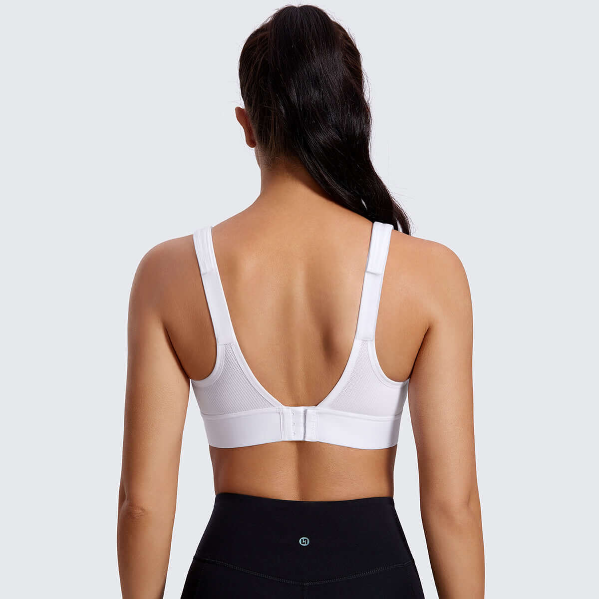zip front large padded high impact active bra all white 5
