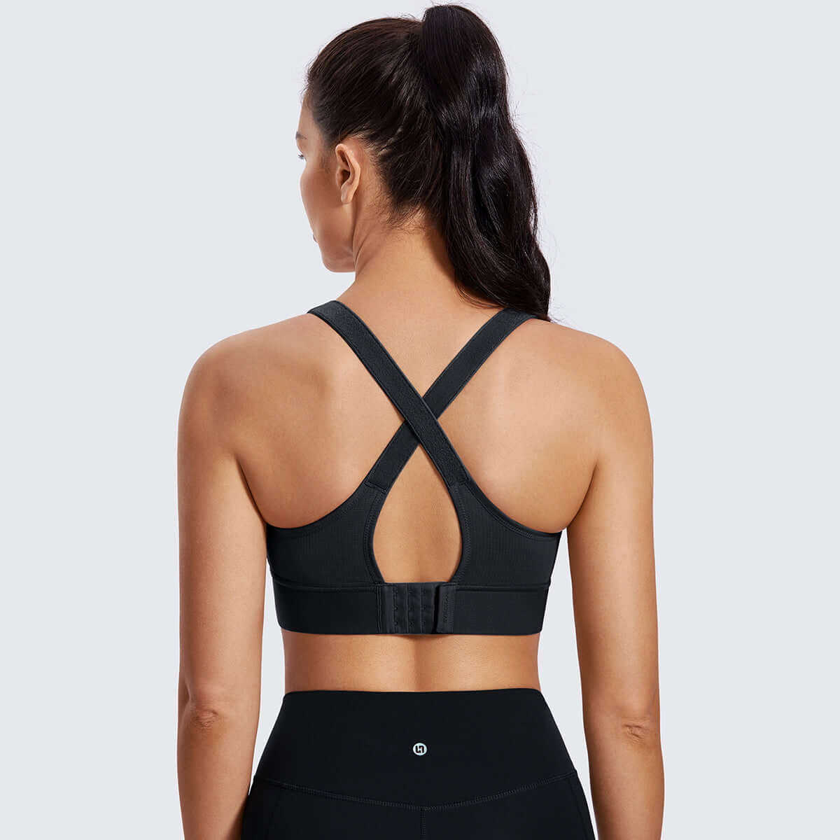 zip front large padded high impact sports bra all black 4