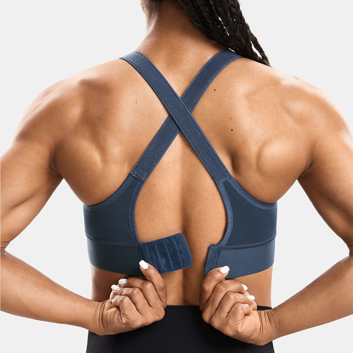 Zip Front Large Padded High Impact Sports Bra